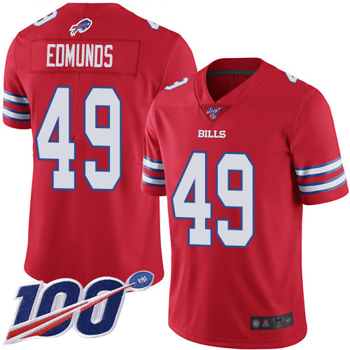 Men Buffalo Bills #49 Tremaine Edmunds Limited Red Rush Vapor Untouchable 100th Season NFL Jersey->buffalo bills->NFL Jersey